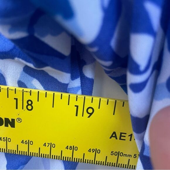 Clara sun woo Blue Abstract Floral Tunic Top 3/4 Sleeve - Picture 7 of 9